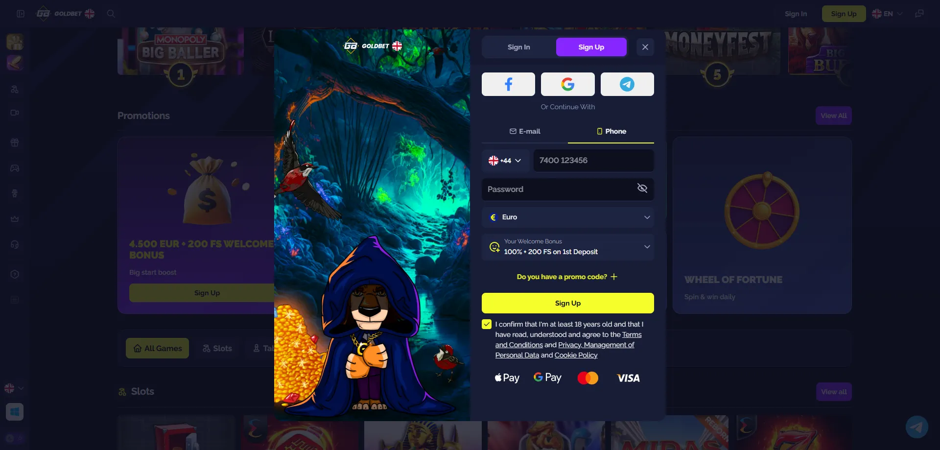 Goldbet Casino registration sign up page for Indian players 2026