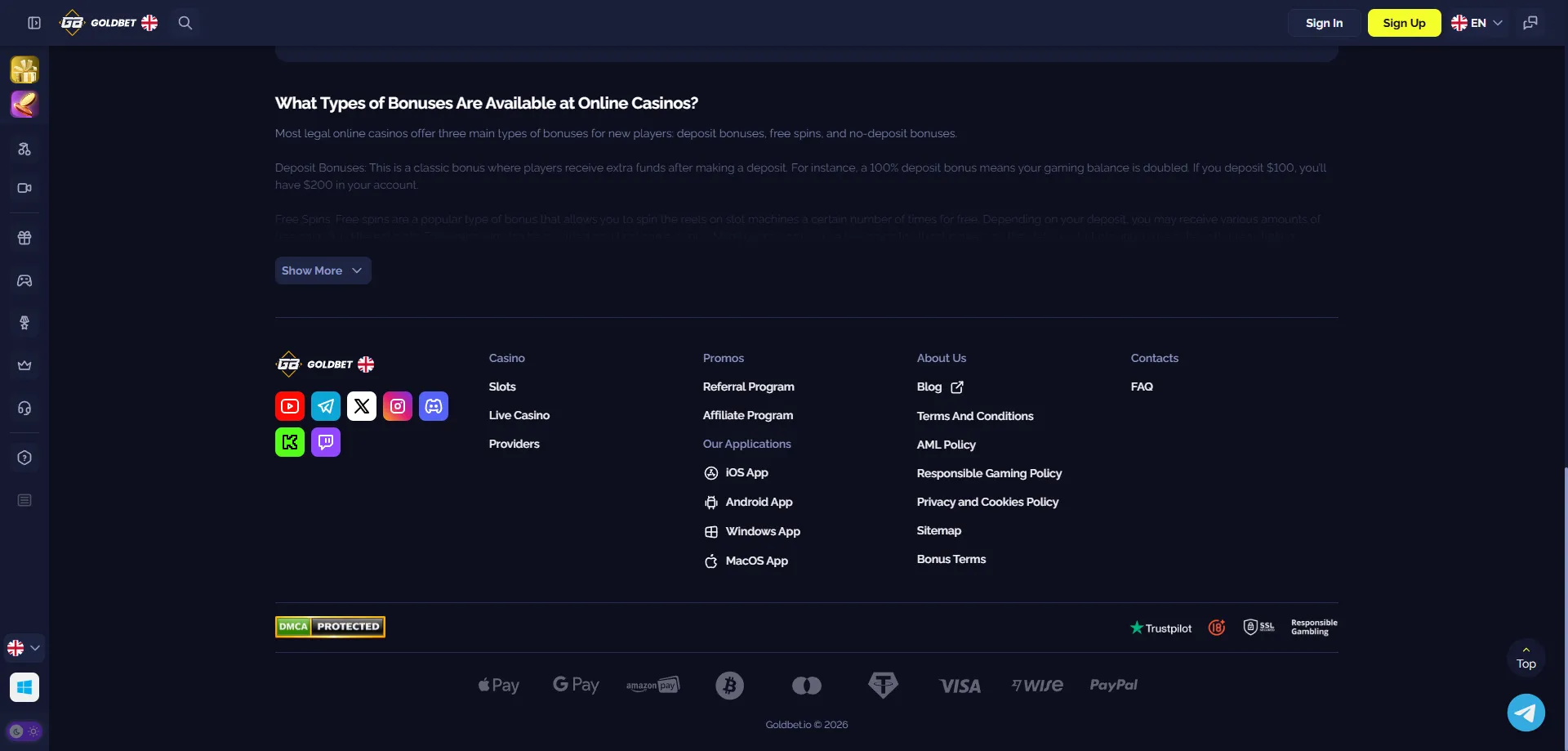Goldbet Casino deposit and withdrawal methods — fast crypto and cards