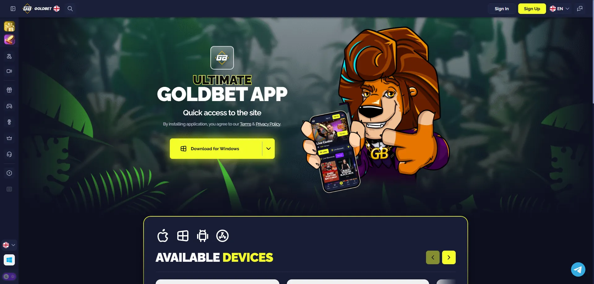 Goldbet Casino mobile app for Android and iOS — download and play